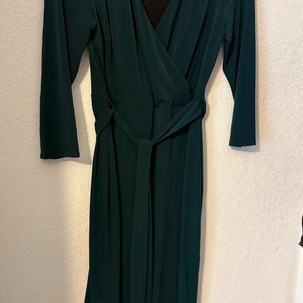 INC International Concepts Deep Green Long Sleeve Dress